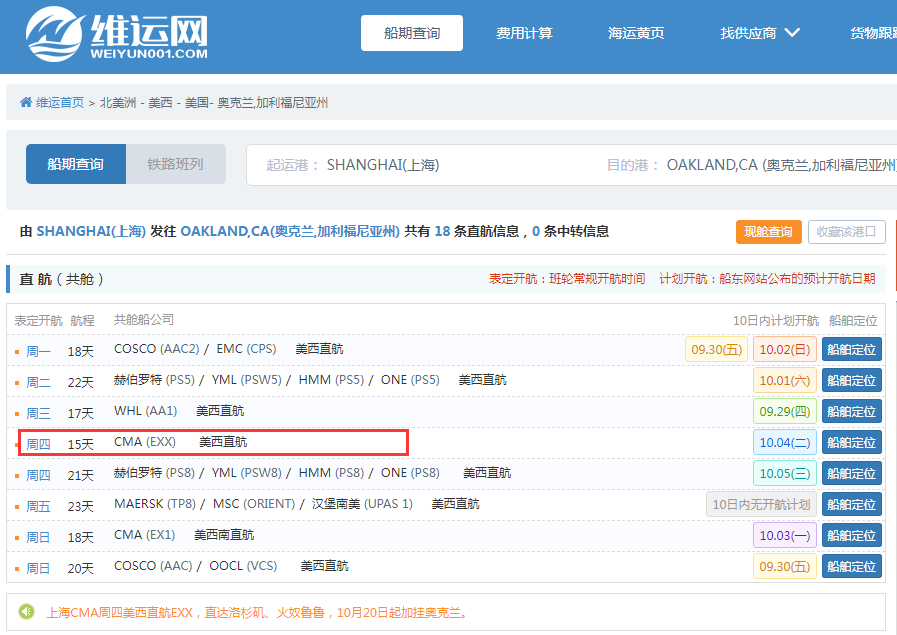 航线快讯!CMA将取消美西直航GGB航线!最后一次航行将于11月5日上海结束