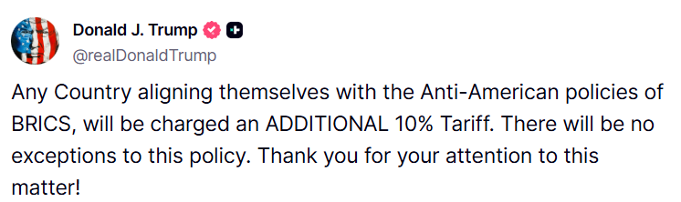 特朗普：额外征收10%关税！中方回应！